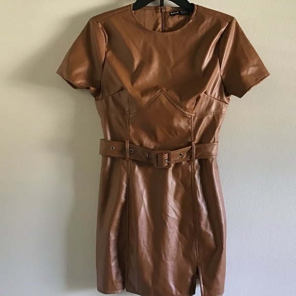 SHEIN Dresses & Skirts - Shein brown leather look dress woman's size M/6